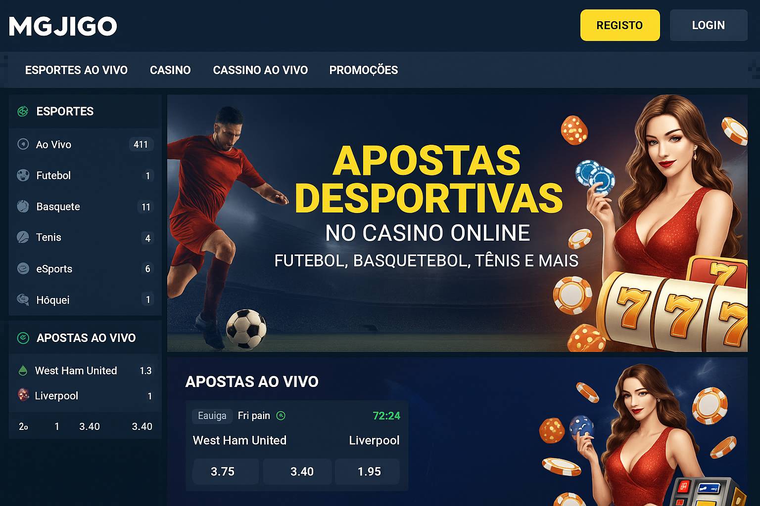 Apostas esportivas no cassino online MGJIGO